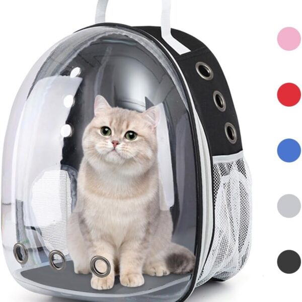 Pet Backpack Carrier with Harness Backpack with Bubble Clear Front for Cats, Small Dogs, Bunnies etc with Harness Included, Pet Carrier for Traveling, Walking, Hiking and Outdoor Activities