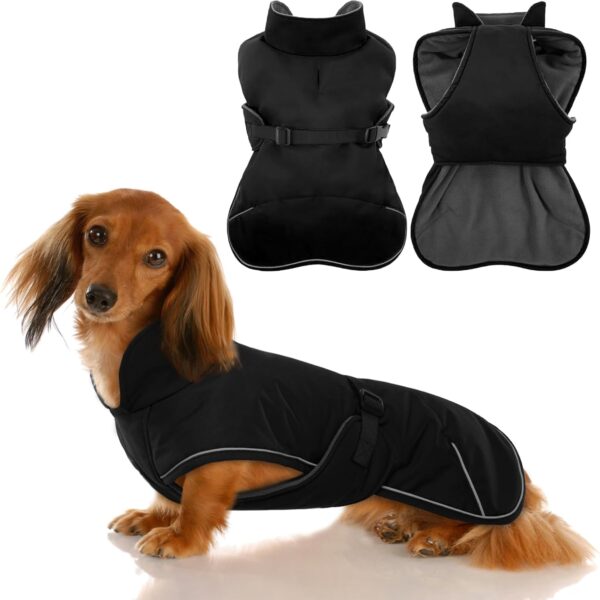 Dachshund Coat Waterproof Dog Winter Coat for Dachshund Clothes for Reflective Dog Jacket Sausage Dog Fleece Cold Weather Coat Mini Dachshund Clothes Dog Snowsuit with Warm Fleece Lining