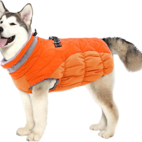 Warm Dog Winter Coat Dog Coat Dog Cold Weather Coats Windproof Reflective Turtleneck Fleece Dog Jacket with Harness Thick Dog Fleece Vest  Dog Coat, Dog Coats for Small Medium Large Dogs