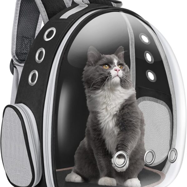 Cat Carrier Backpack Portable Pet Travel Solution Pet Carrier Dog Carrier Backpack Bag Space Capsule for Small Medium Cat Puppy Dog Travel Hiking Walking Camping Up to 17Lb (Black)
