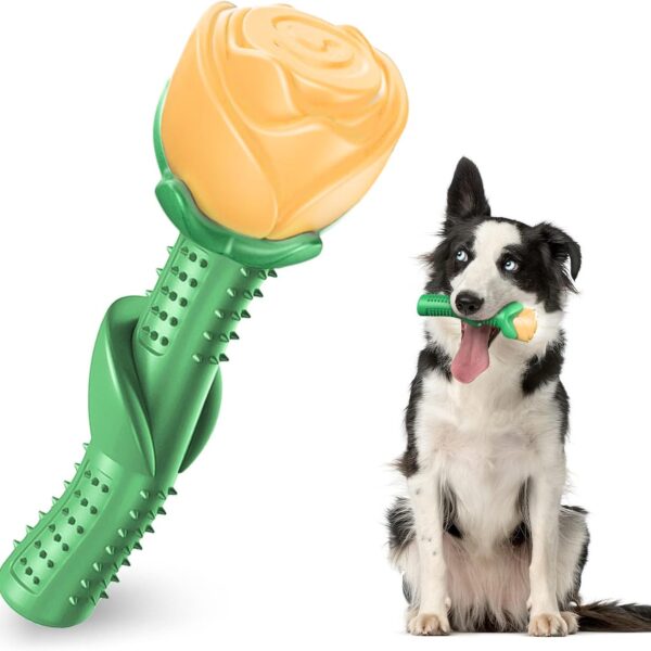 Dog Toys for Aggressive Chewers, Dog Toy for Dogs, Interactive Chew Toys for Training and Cleaning Teeth (Champagne, Roses)