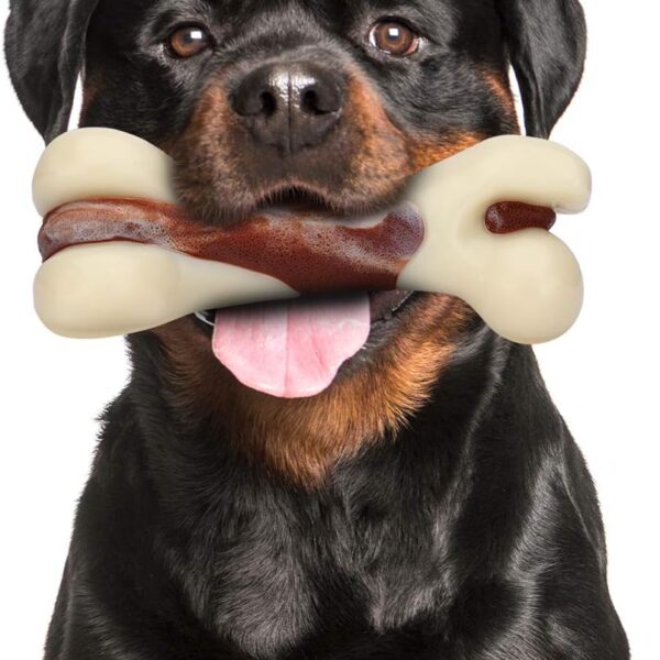 Dog Chew Toys for Aggressive Chewers, Beef Flavor Durable Teething Bones for Large/Medium/Small Puppies