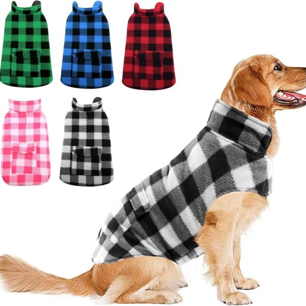 Dog Winter Coat,  Dog Fleece Jacket Plaid Reversible Dog Vest Waterproof Windproof Cold Weather Dog Clothes Pet Apparel for Small Medium Large Dogs (XXXL, White)