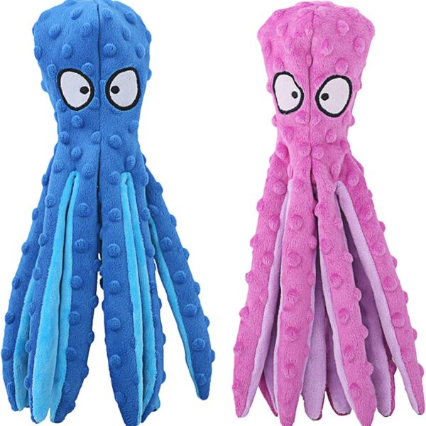 Squeaky Dog Toys, Octopus No Stuffing Crinkle Plush Dog Toys to Keep Them Busy, Interactive Dog Chew Toys for Puppy Teething, Large Dog Toys for Large Medium Small Breeds, Pet Toys, 2 Pack