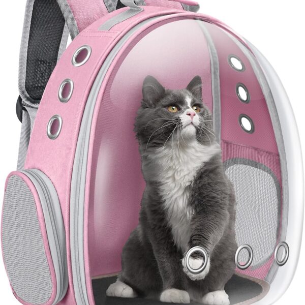Cat Carrier Backpack Portable Pet Travel Solution Pet Carrier Dog Carrier Backpack Bag Space Capsule for Small Medium Cat Puppy Dog Travel Hiking Walking Camping Up to 17Lb (Pink)