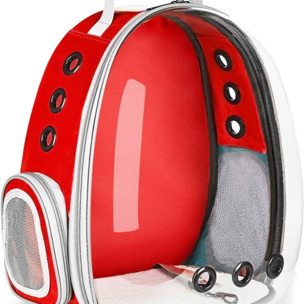Pet Carrier Backpack, Bubble Backpack Carrier, Cats and Puppies,Airline-Approved, Designed for Travel, Hiking, Walking & Outdoor Use (Classic-Red)