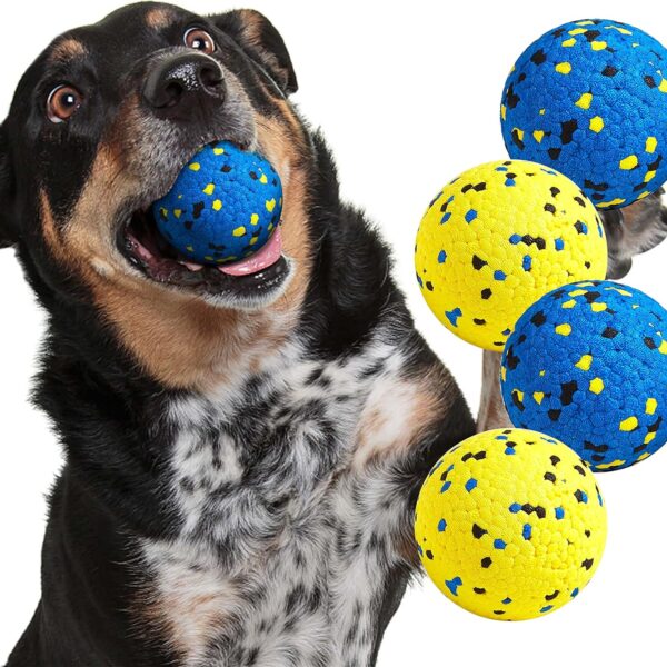 Dog Balls Tennis Ball Toys Dog Toys for Aggressive  Durable Teething Chew Toys Water Toy Fetch Balls for Large Medium Small Dog and Puppies (4 Balls)